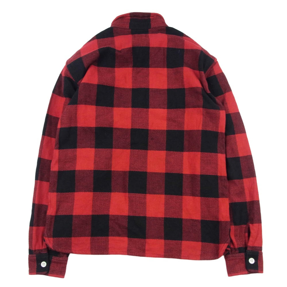 THE FLAT HEAD ザフラットヘッド バッファローチェック ブロックチェック 長袖 へビー ネル シャツ レッド系 38【中古】
