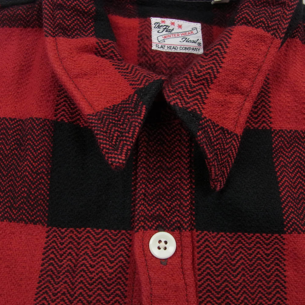 THE FLAT HEAD ザフラットヘッド バッファローチェック ブロックチェック 長袖 へビー ネル シャツ レッド系 38【中古】