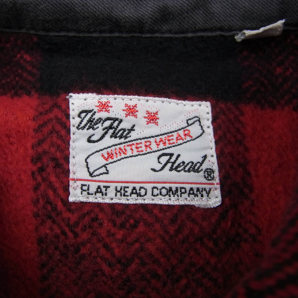 THE FLAT HEAD ザフラットヘッド バッファローチェック ブロックチェック 長袖 へビー ネル シャツ レッド系 38【中古】