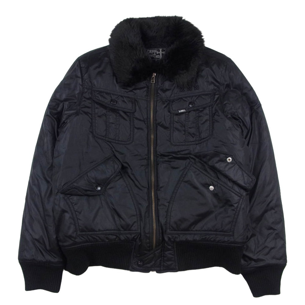 Lee リー 7905 CROSS RIVET 襟ボア 中綿 ミリタリー フライトジャケット ブラック系 M【中古】