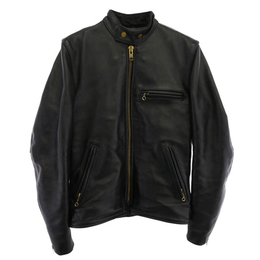 VANSON バンソン TYPE B 裏地フリースライナー付属 シングルライダースジャケット レザージャケット ブラック系 34【中古】