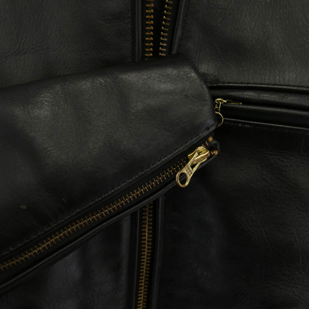 VANSON バンソン TYPE B 裏地フリースライナー付属 シングルライダースジャケット レザージャケット ブラック系 34【中古】