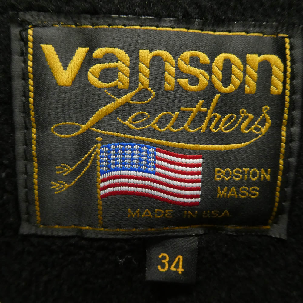 VANSON バンソン TYPE B 裏地フリースライナー付属 シングルライダースジャケット レザージャケット ブラック系 34【中古】
