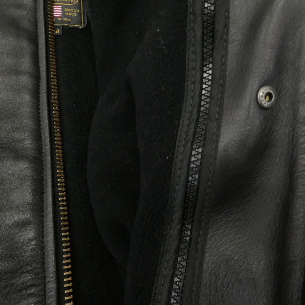 VANSON バンソン TYPE B 裏地フリースライナー付属 シングルライダースジャケット レザージャケット ブラック系 34【中古】