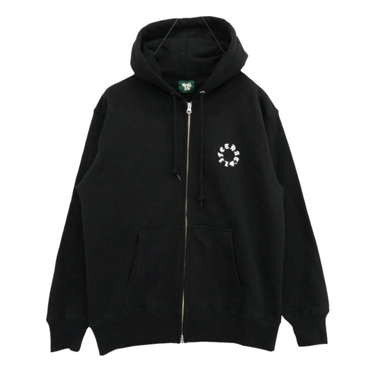 ザッツライフ HEAVY WEIGHT 12.7oz CIRCLE LOGO ZIP HOODIE サイクル ロゴ ジップ フーディー パーカー ブラック系 L【中古】