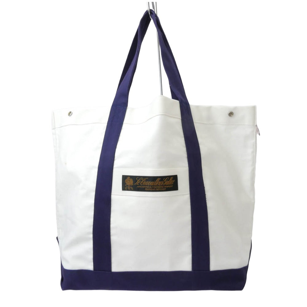 ル・トラヴァイユール・ガリス フランス製 SAC DE TRAVAIL フレンチモールスキン トートバッグ ホワイト系 ネイビー系【中古】