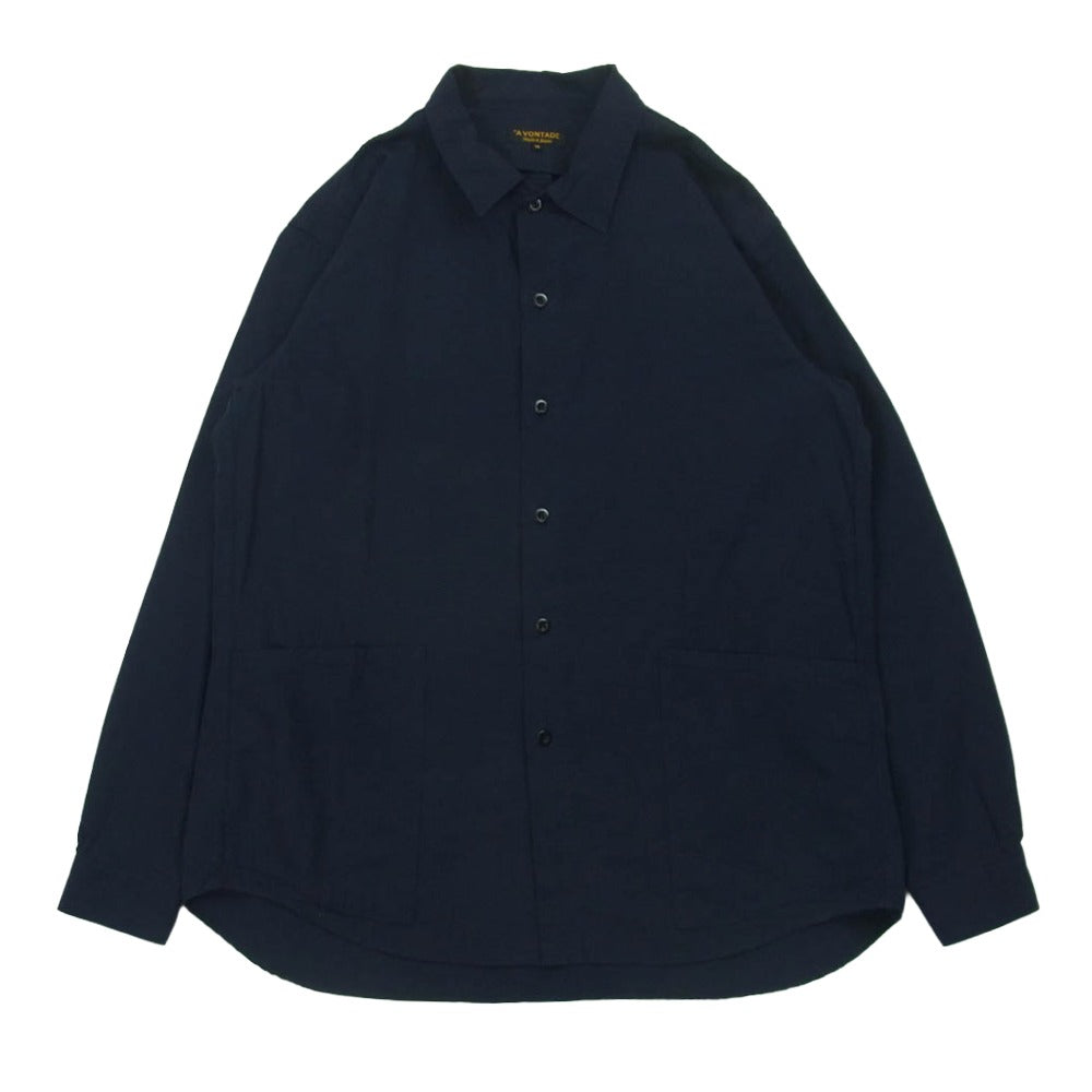 A VONTADE アボンタージ Gardener Shirt L/S コットン リネン 長袖 ガーデナー シャツ 日本製 ネイビー系 S【中古】