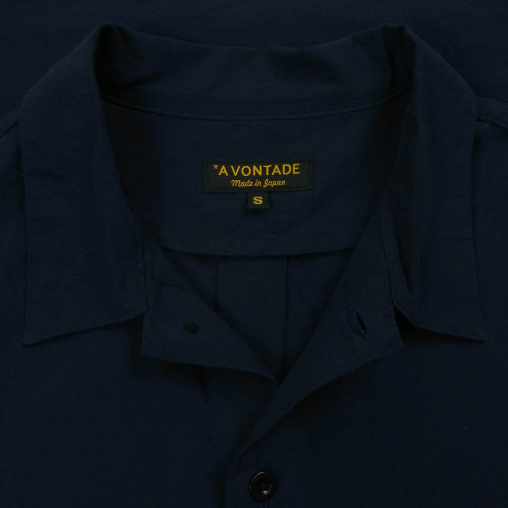 A VONTADE アボンタージ Gardener Shirt L/S コットン リネン 長袖 ガーデナー シャツ 日本製 ネイビー系 S【中古】
