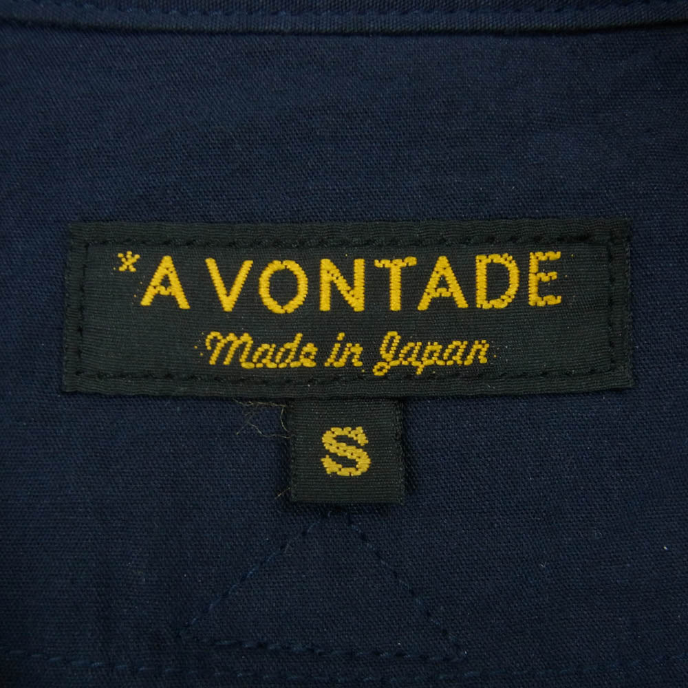 A VONTADE アボンタージ Gardener Shirt L/S コットン リネン 長袖 ガーデナー シャツ 日本製 ネイビー系 S【中古】
