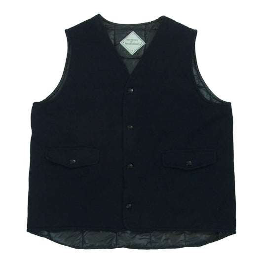 ネセサリーオアアンネセサリー 23AW 90011876 N.O.UN MAINE VEST SOLID ウール コットン ツイル 中綿 ベスト ダークネイビー系 2【中古】
