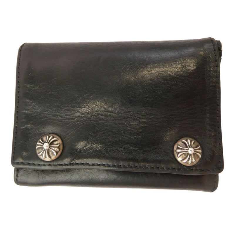 CHROME HEARTS クロムハーツ（原本無） 3FOLD 3フォールド クロスボール コンパクトウォレット 財布 ブラック系【中古】