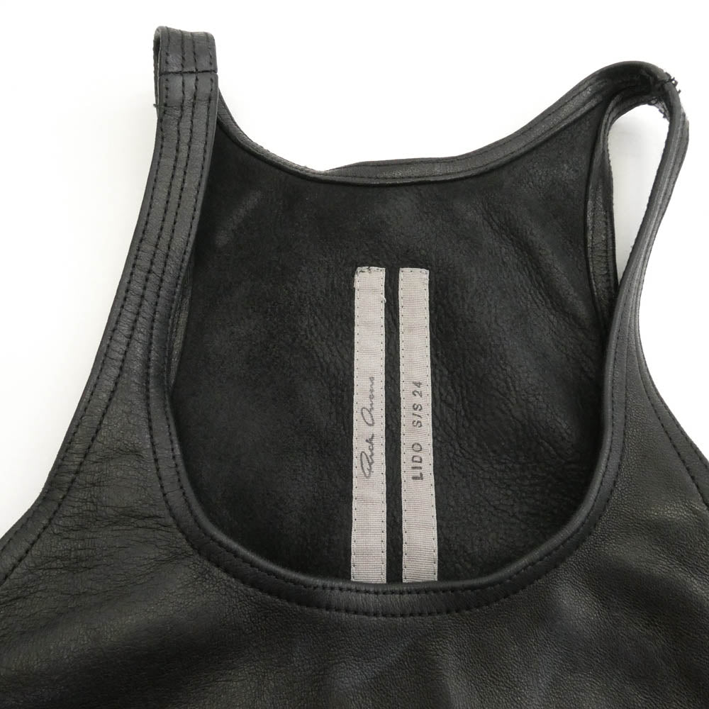 Rick Owens リックオウエンス 24SS RP01D2121-LNV LIDO期 ノースリーブ レザー タンクトップ ブラック系 40【中古】