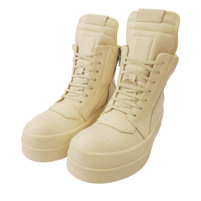 Rick Owens リックオウエンス RU01E5868-LCO MEGA GEOBASKET メガ ジオバスケット レザー ハイカット スニーカー ホワイト系 40【美品】【中古】