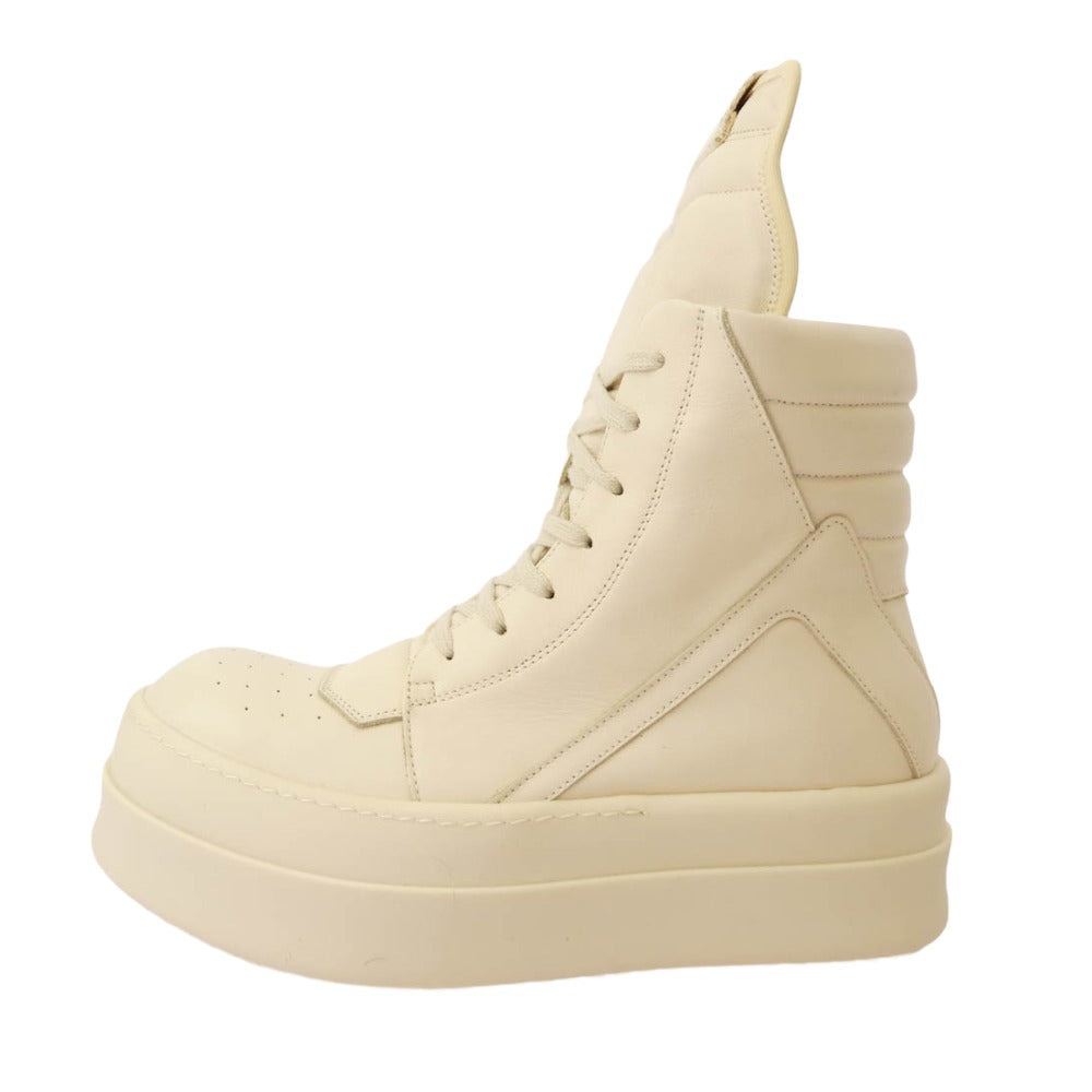 Rick Owens リックオウエンス RU01E5868-LCO MEGA GEOBASKET メガ ジオバスケット レザー ハイカット スニーカー ホワイト系 40【美品】【中古】