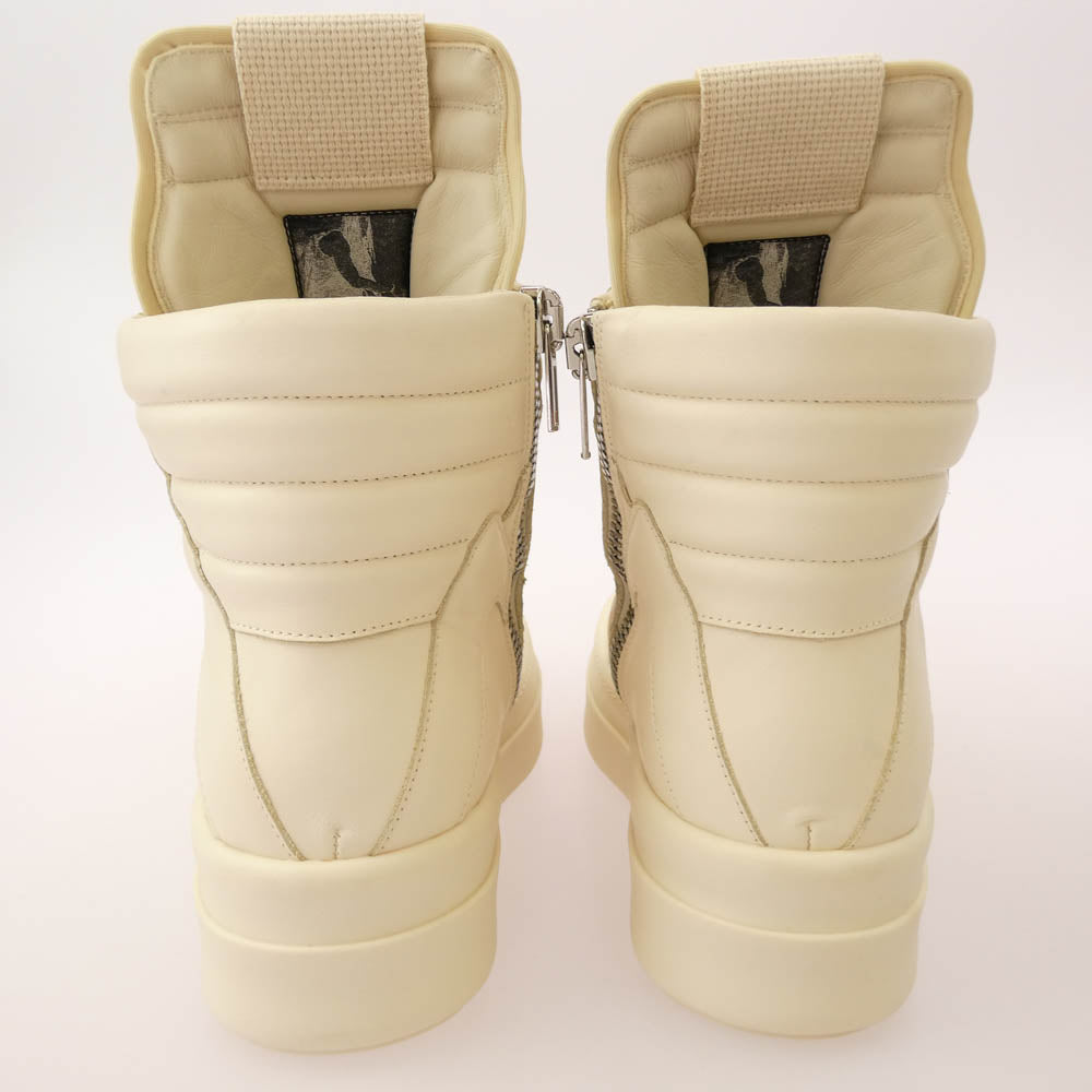 Rick Owens リックオウエンス RU01E5868-LCO MEGA GEOBASKET メガ ジオバスケット レザー ハイカット スニーカー ホワイト系 40【美品】【中古】