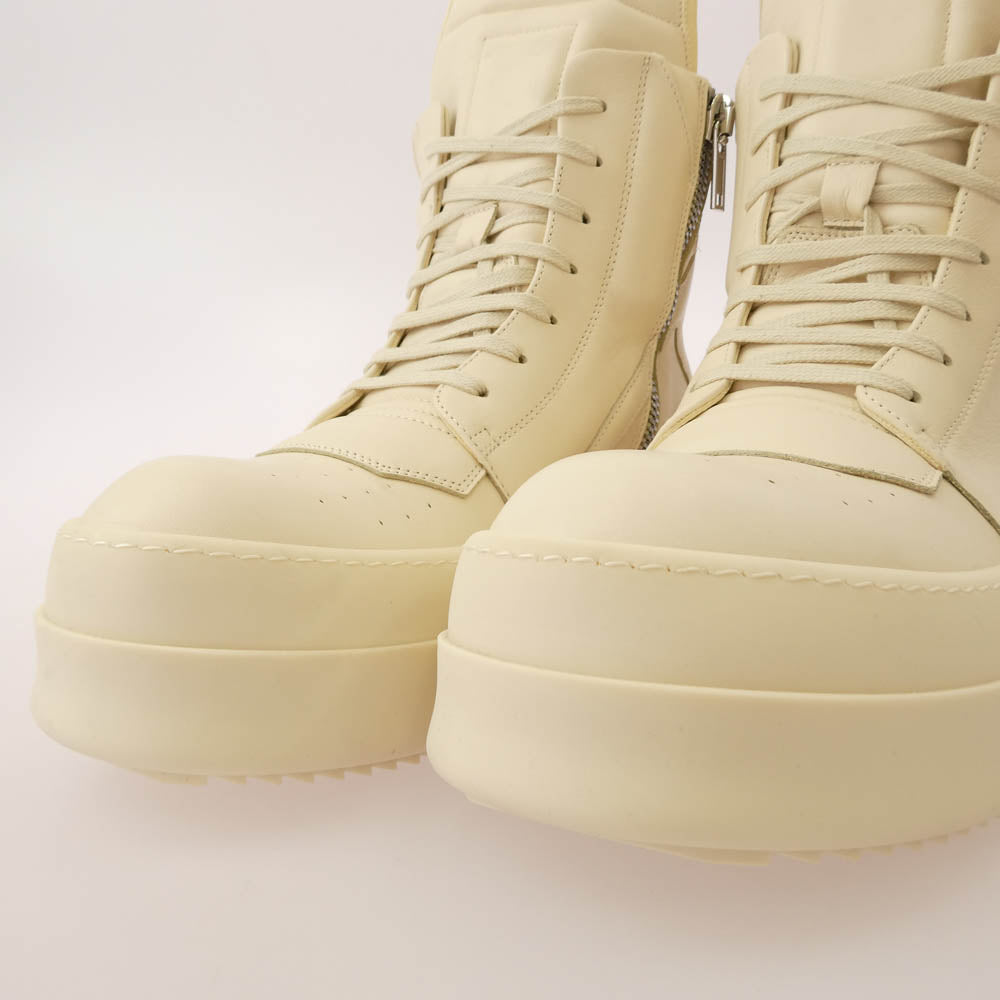 Rick Owens リックオウエンス RU01E5868-LCO MEGA GEOBASKET メガ ジオバスケット レザー ハイカット スニーカー ホワイト系 40【美品】【中古】