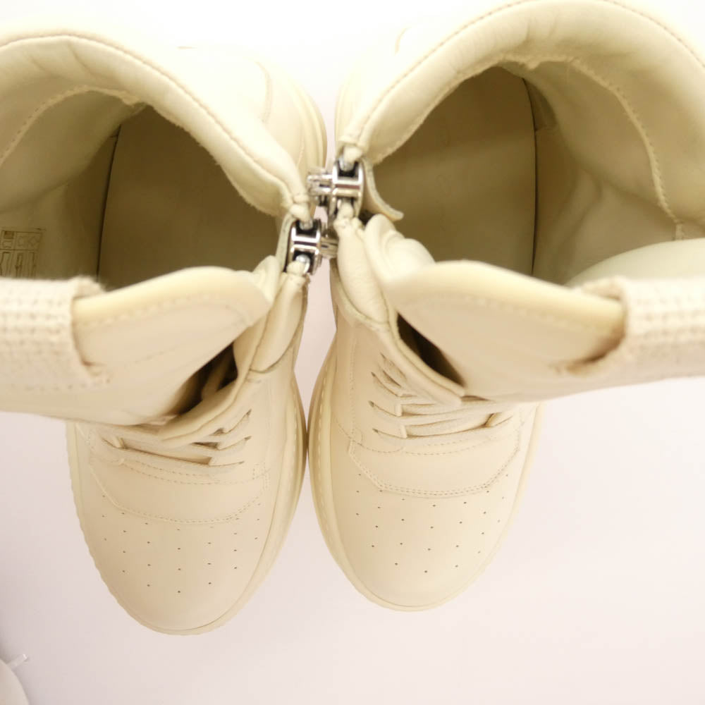 Rick Owens リックオウエンス RU01E5868-LCO MEGA GEOBASKET メガ ジオバスケット レザー ハイカット スニーカー ホワイト系 40【美品】【中古】