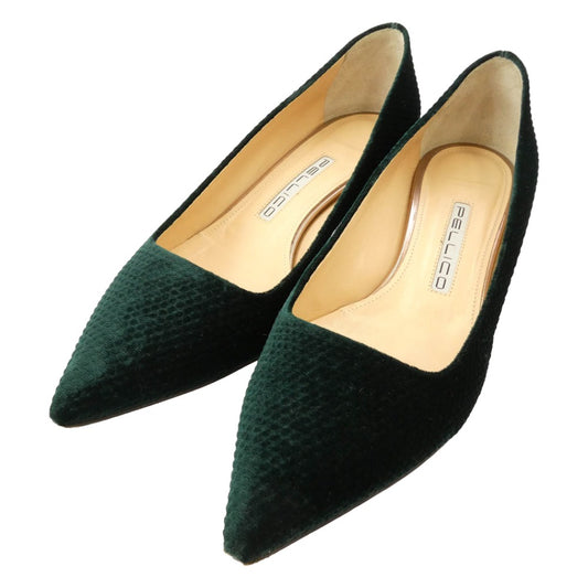 ペリーコ スエード ポインテッドトゥ パンプス グリーン系 35.5【中古】