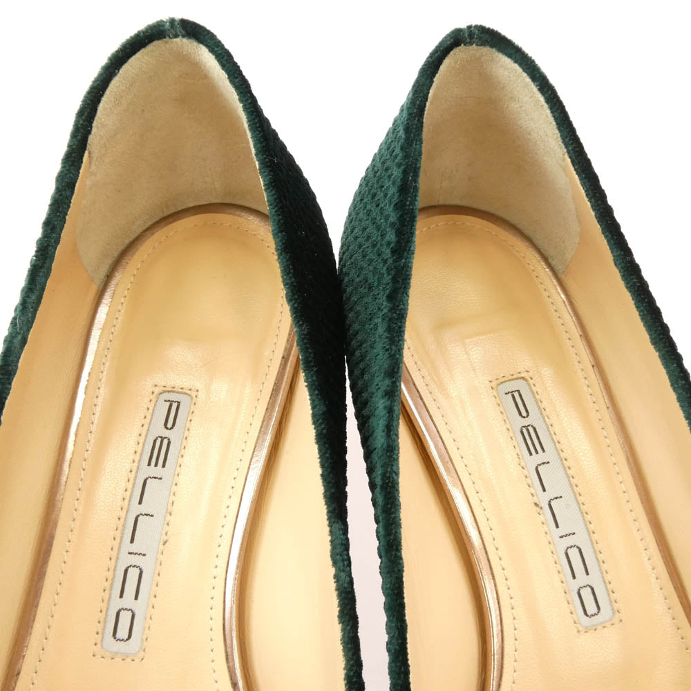 ペリーコ スエード ポインテッドトゥ パンプス グリーン系 35.5【中古】
