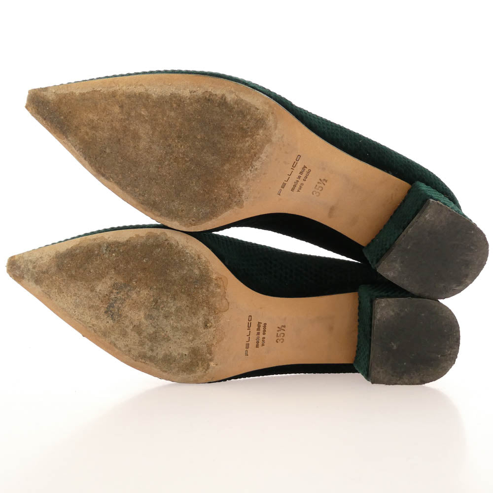 ペリーコ スエード ポインテッドトゥ パンプス グリーン系 35.5【中古】