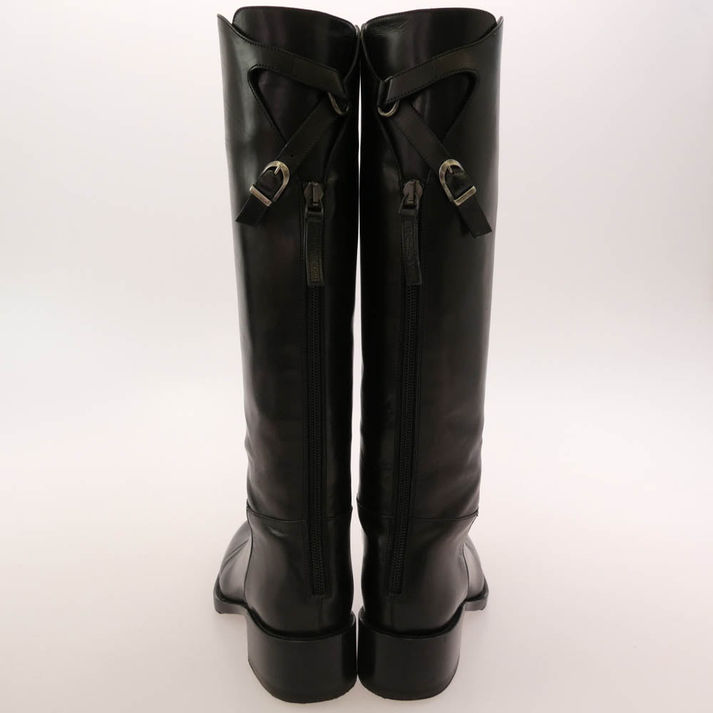 SARTORE サルトル バックジップ レザー ロング ブーツ ブラック系 35.5【中古】