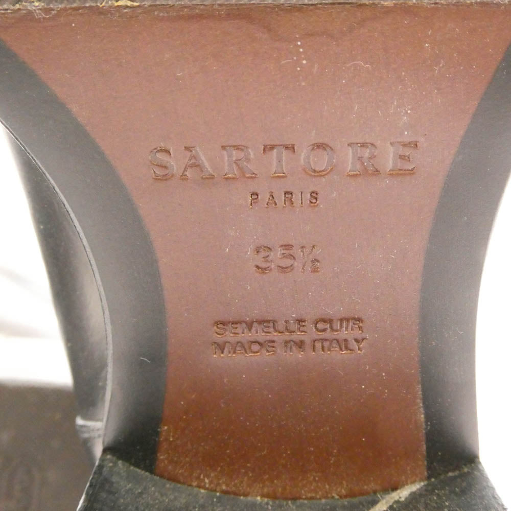 SARTORE サルトル バックジップ レザー ロング ブーツ ブラック系 35.5【中古】