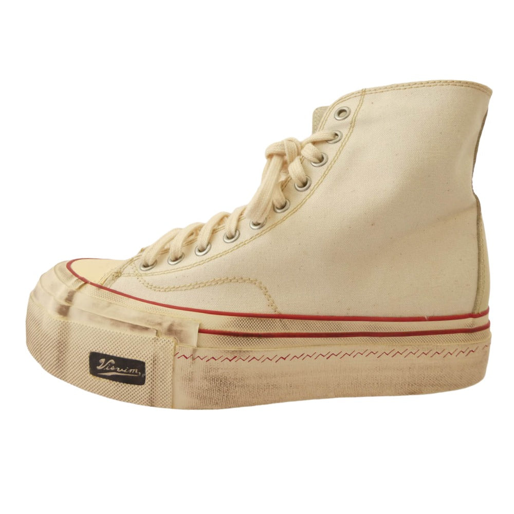 VISVIM ビズビム 120201001003 0120201001003 SKAGWAY HI PATTEN ダメージ加工 キャンバス ハイカット スニーカー ホワイト系 US10【極上美品】【中古】