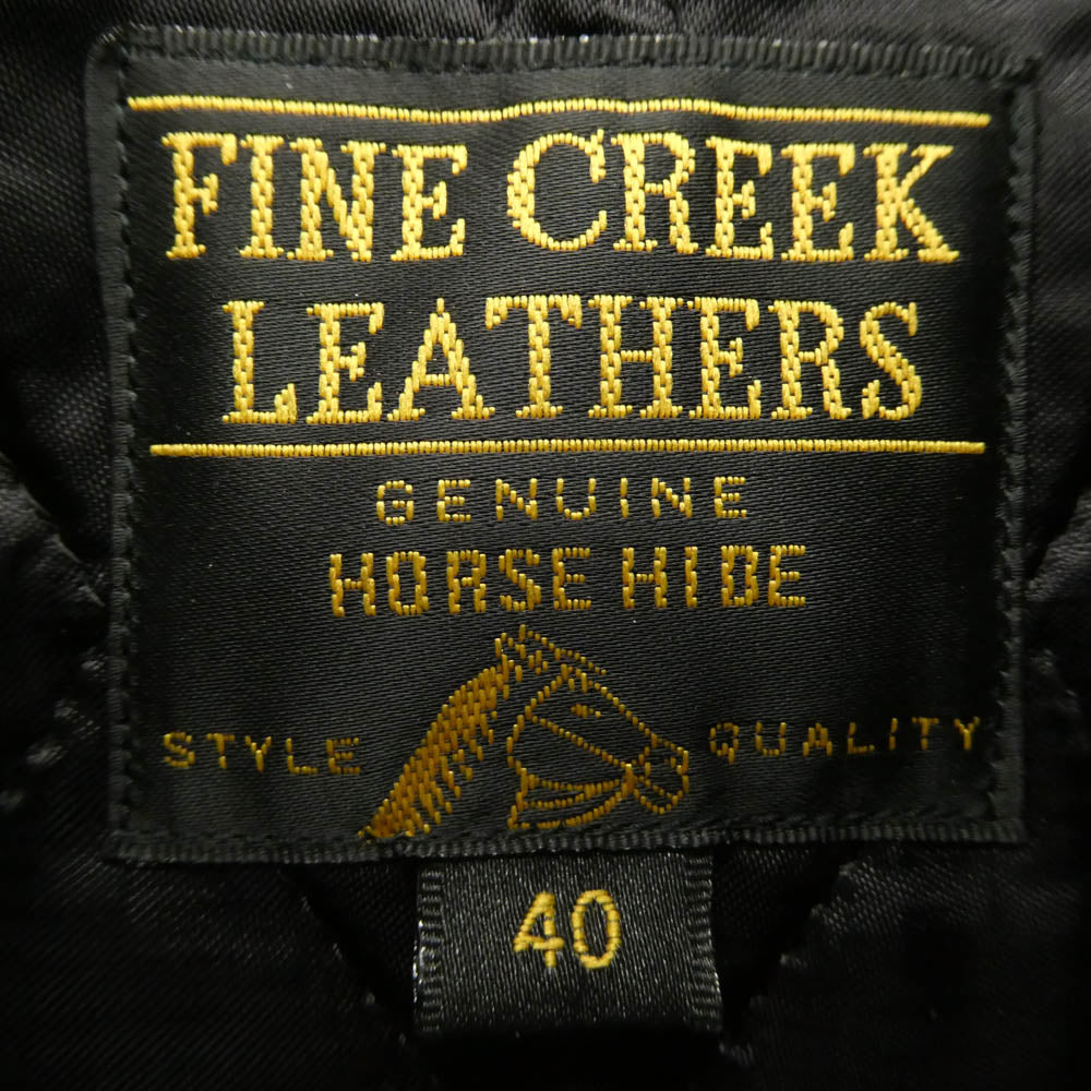 FINE CREEK LEATHERS ファインクリークレザー FCJK017 Eric Single Riders Jacket ホースハイド エリック フルベジタブルタンニン シングル ライダース ジャケット ブラック系 40【新古品】【未使用】【中古】
