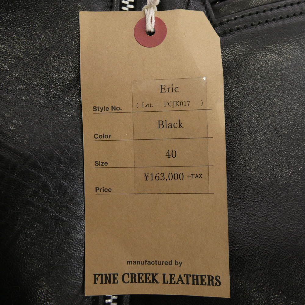 FINE CREEK LEATHERS ファインクリークレザー FCJK017 Eric Single Riders Jacket ホースハイド エリック フルベジタブルタンニン シングル ライダース ジャケット ブラック系 40【新古品】【未使用】【中古】