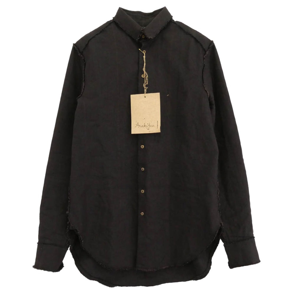 アラキユウ S06 NTKOWL RAW CUT POINTED COLLAR NARROW SHIRT IN SPECIAL FABRIC ローカット ポインテッドカラー ナロー 長袖 シャツ イン スペシャルファブリック ダークブラウン系 1【中古】