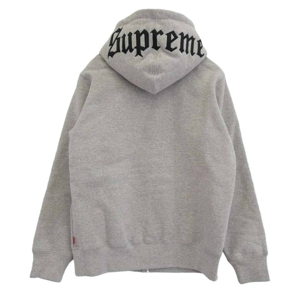 Supreme シュプリーム 16AW Old English Hood Logo Zip Up Sweat オールド イングリッシュ フード ロゴ ジップアップ スウェットパーカー グレー系 M【中古】