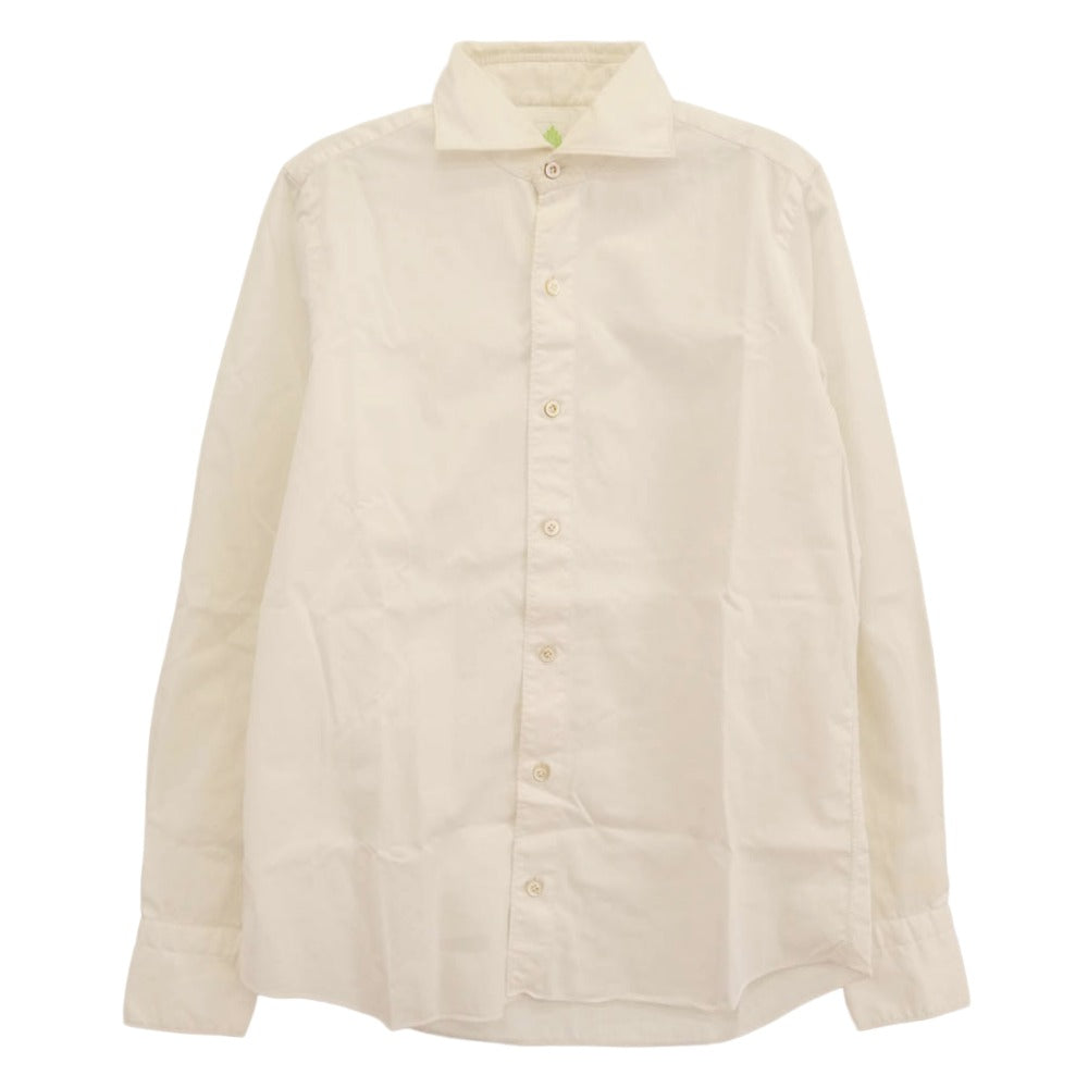 フィナモレ ワイドカラー 長袖 シャツ コットンストレッチ 白系 オフホワイト系【中古】