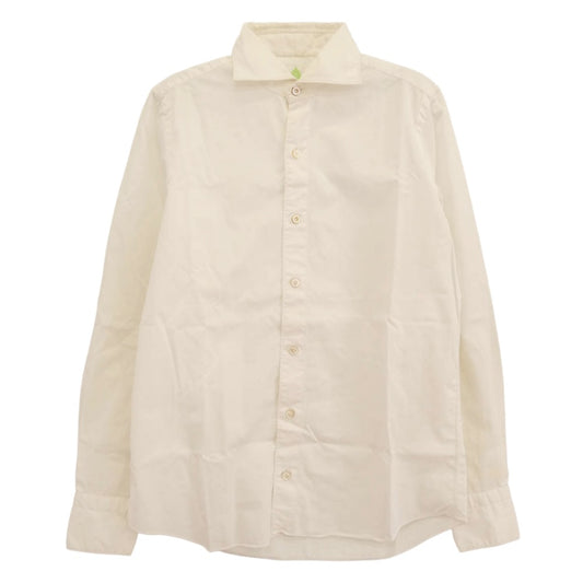 フィナモレ ワイドカラー 長袖 シャツ コットンストレッチ 白系 オフホワイト系【中古】