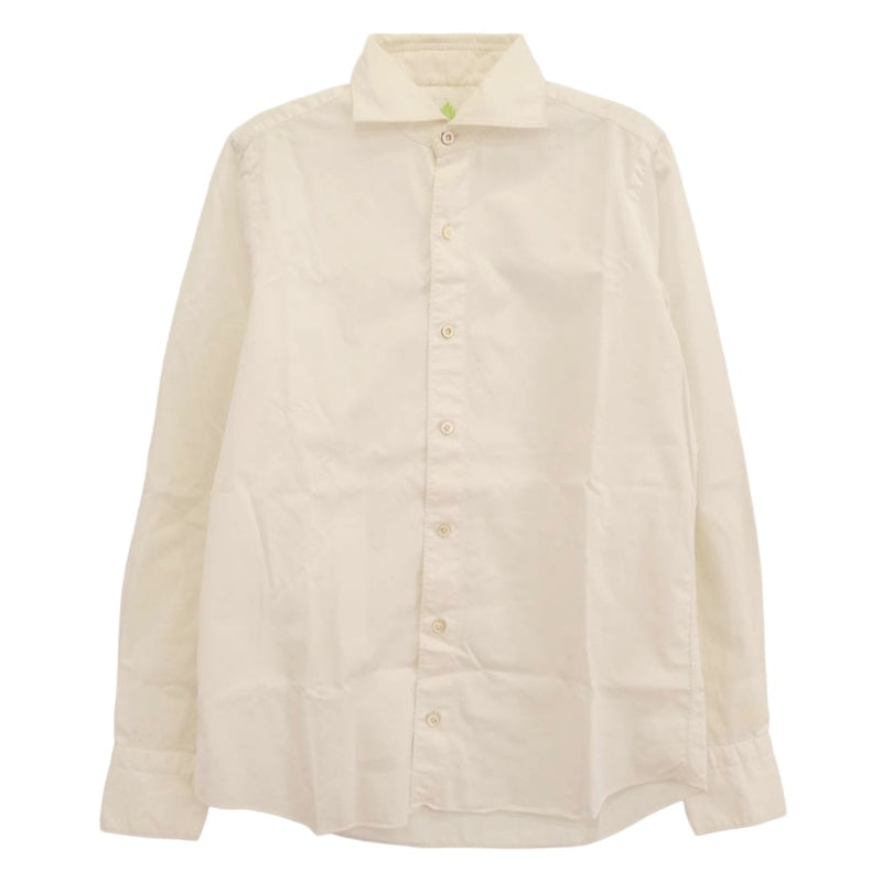 フィナモレ ワイドカラー 長袖 シャツ コットンストレッチ 白系 オフホワイト系【中古】