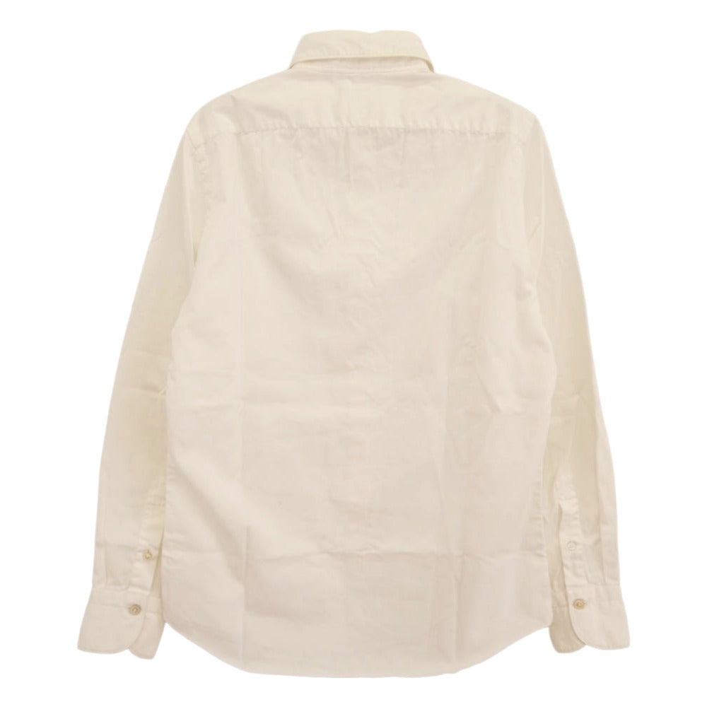 フィナモレ ワイドカラー 長袖 シャツ コットンストレッチ 白系 オフホワイト系【中古】