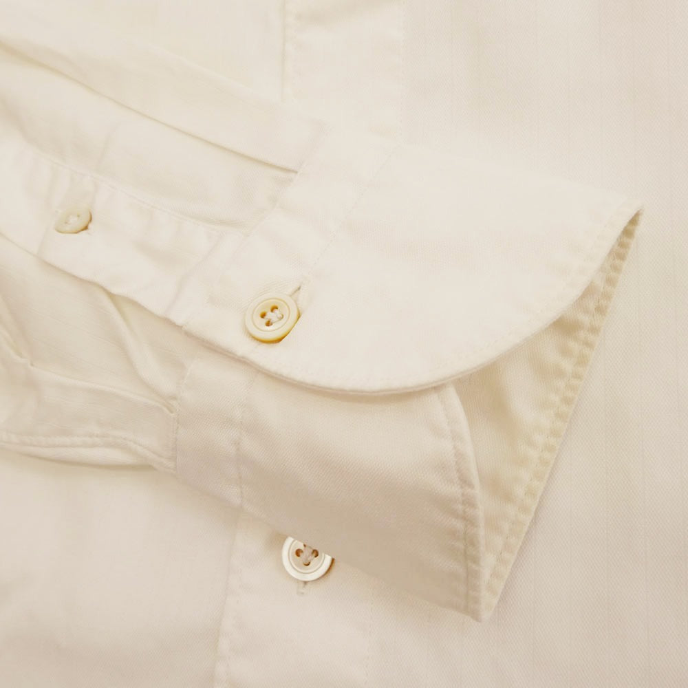 フィナモレ ワイドカラー 長袖 シャツ コットンストレッチ 白系 オフホワイト系【中古】