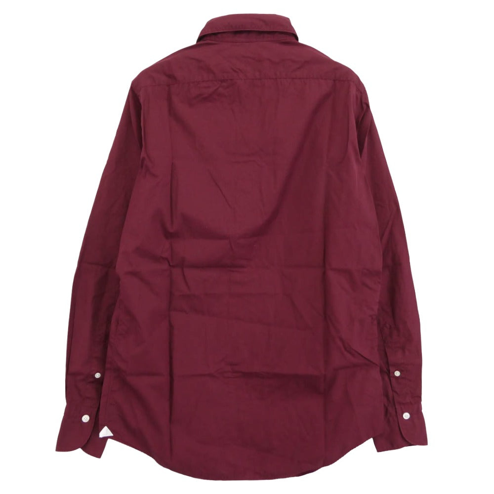 フィナモレ ワイドカラー 長袖 シャツ コットンストレッチ エンジ系 ワインレッド系 M【中古】