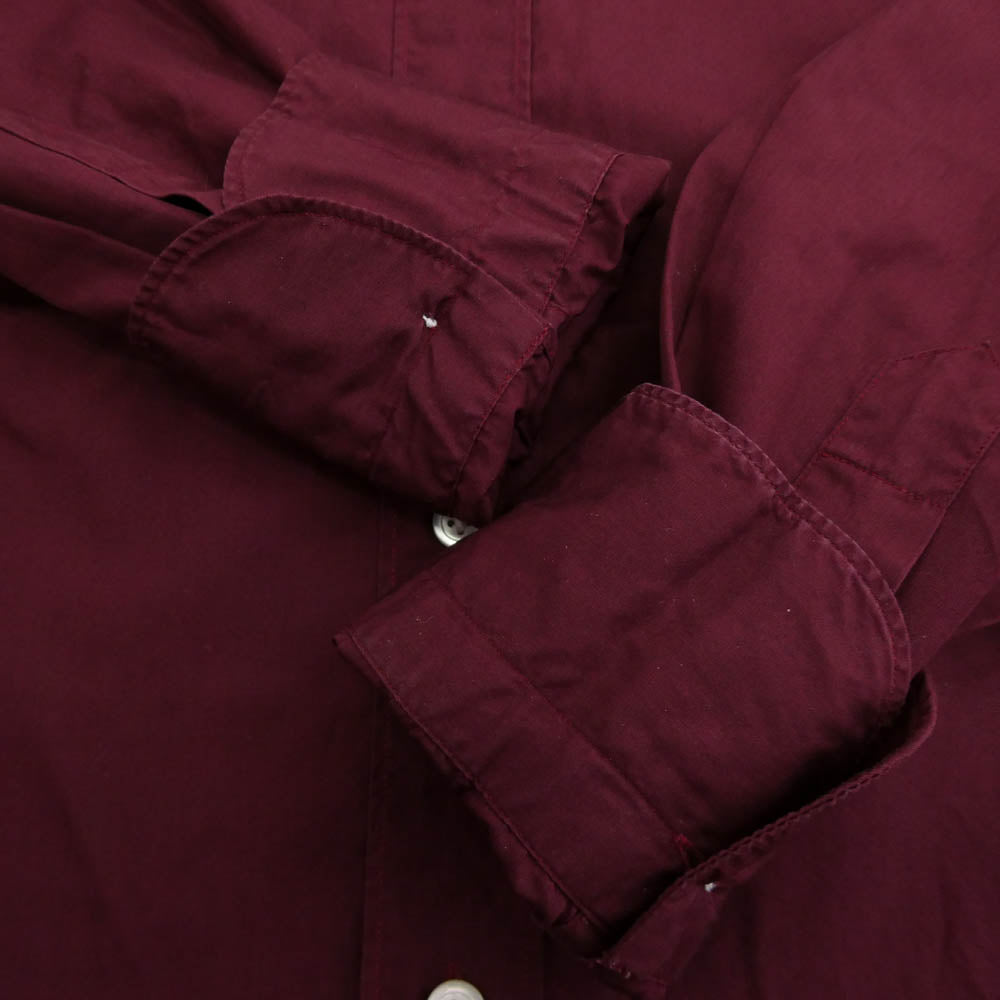 フィナモレ ワイドカラー 長袖 シャツ コットンストレッチ エンジ系 ワインレッド系 M【中古】