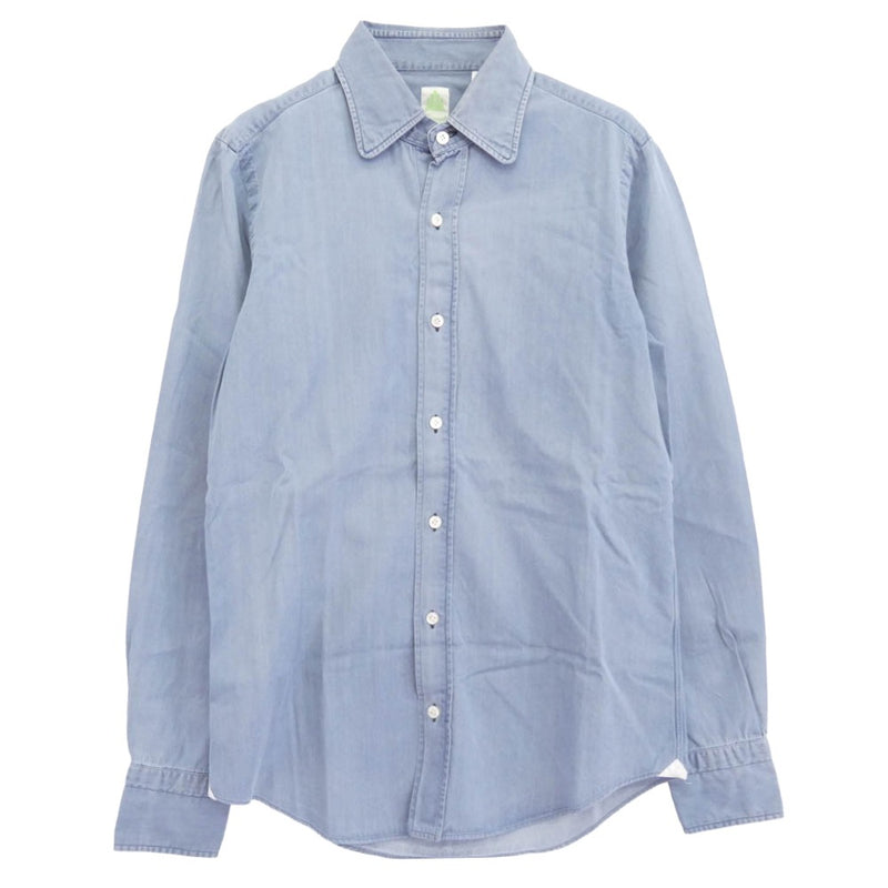 フィナモレ 288-1 SERGIO カッタウェイ 長袖 シャツ コットンストレッチ ブルー系 ライトブルー系 S【中古】