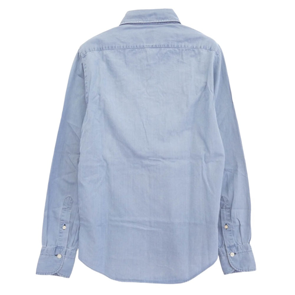 フィナモレ 288-1 SERGIO カッタウェイ 長袖 シャツ コットンストレッチ ブルー系 ライトブルー系 S【中古】