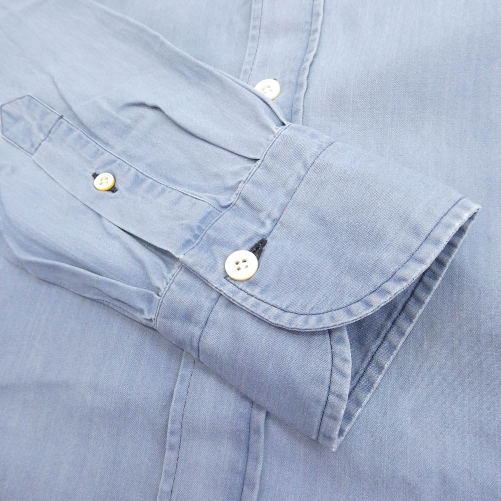 フィナモレ 288-1 SERGIO カッタウェイ 長袖 シャツ コットンストレッチ ブルー系 ライトブルー系 S【中古】