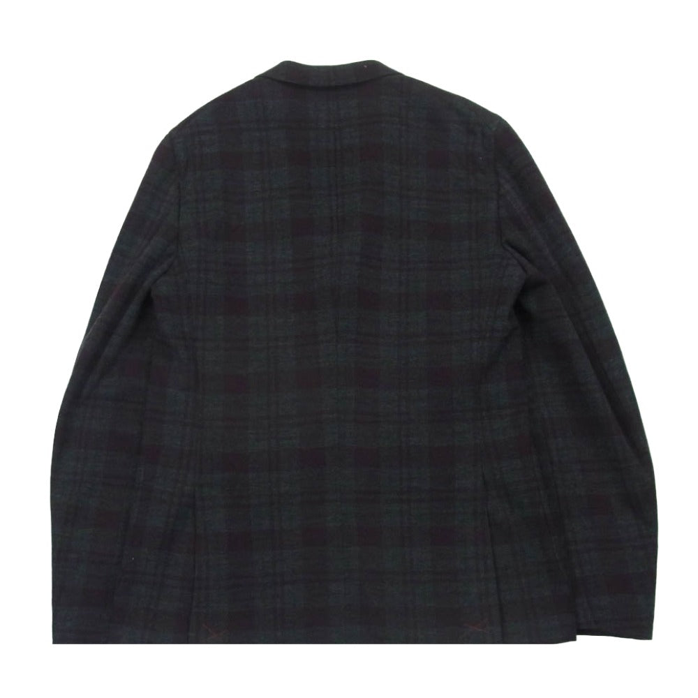 イザイア イタリア製 POMPEI ポンペイ チェック柄 ウール テーラード ジャケット グレー系 ワインレッド系 48【極上美品】【中古】
