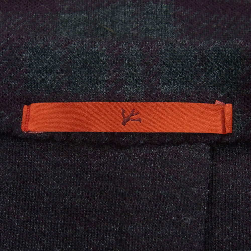 イザイア イタリア製 POMPEI ポンペイ チェック柄 ウール テーラード ジャケット グレー系 ワインレッド系 48【極上美品】【中古】