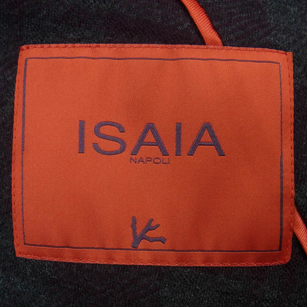 イザイア イタリア製 POMPEI ポンペイ チェック柄 ウール テーラード ジャケット グレー系 ワインレッド系 48【極上美品】【中古】