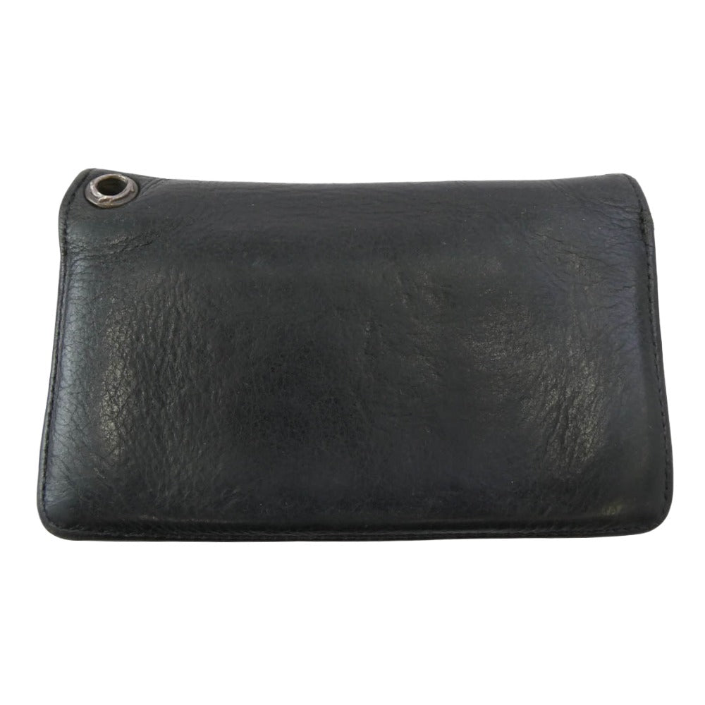 CHROME HEARTS クロムハーツ（原本無） 1ZIP HEART 1ジップ ハートボタン レザーウォレット コンパクトウォレット 財布 ブラック系【中古】