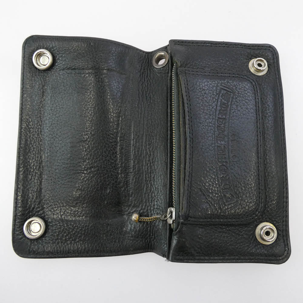 CHROME HEARTS クロムハーツ（原本無） 1ZIP HEART 1ジップ ハートボタン レザーウォレット コンパクトウォレット 財布 ブラック系【中古】