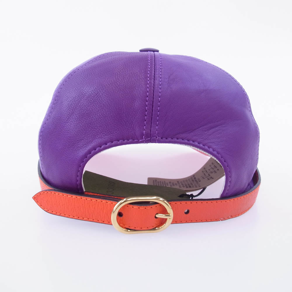 GUCCI グッチ 7289643 3HARA イタリア製 バイカラー 6パネル レザー ベースボール キャップ 帽子 パープル系 M/57cm【極上美品】【中古】