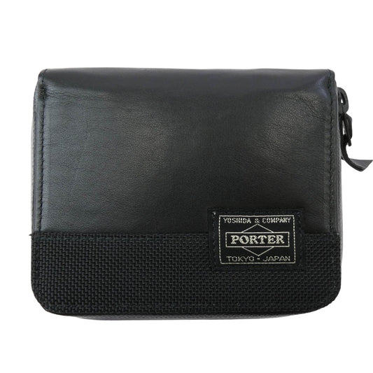 PORTER ポーター ZOOM WALLET ラウンドジップ 2つ折り財布 ウォレット ブラック系【中古】