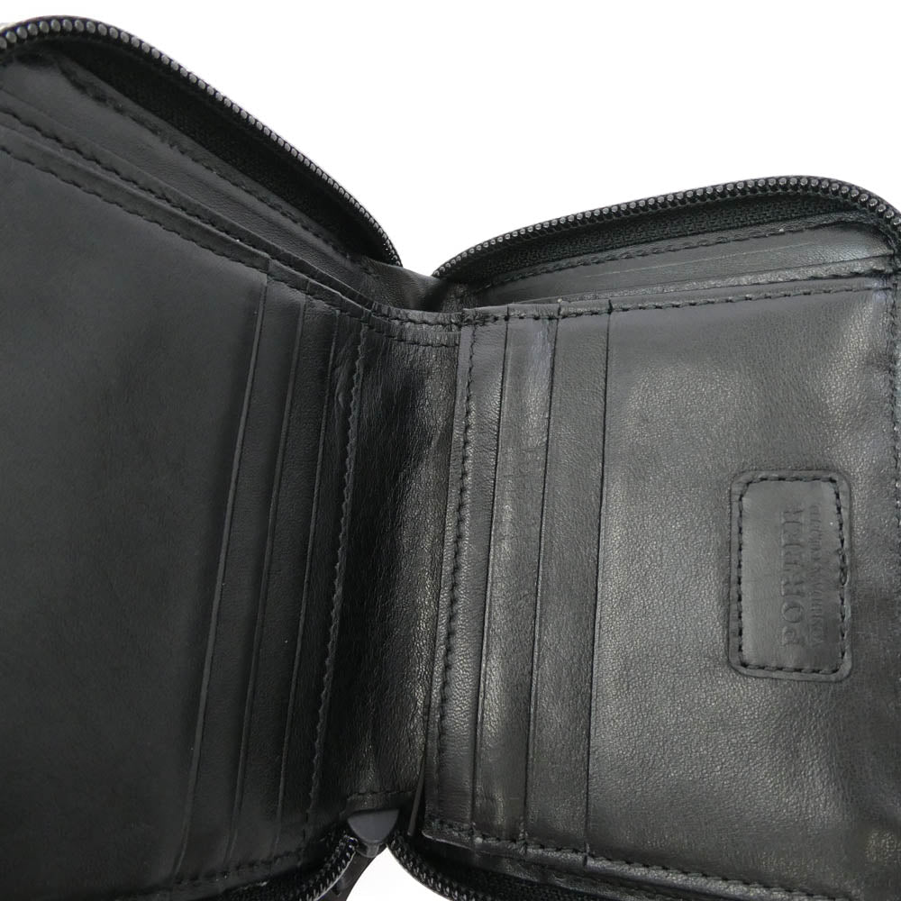 PORTER ポーター ZOOM WALLET ラウンドジップ 2つ折り財布 ウォレット ブラック系【中古】