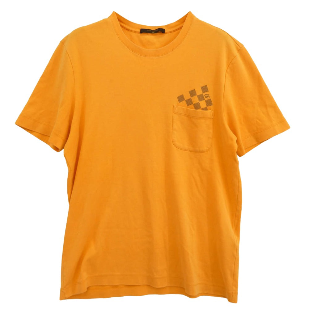 LOUIS VUITTON ルイ・ヴィトン RM131M H3JR09CMS ダミエ クルーネック ポケット Tシャツ 半袖カットソー オレンジ系 M【中古】